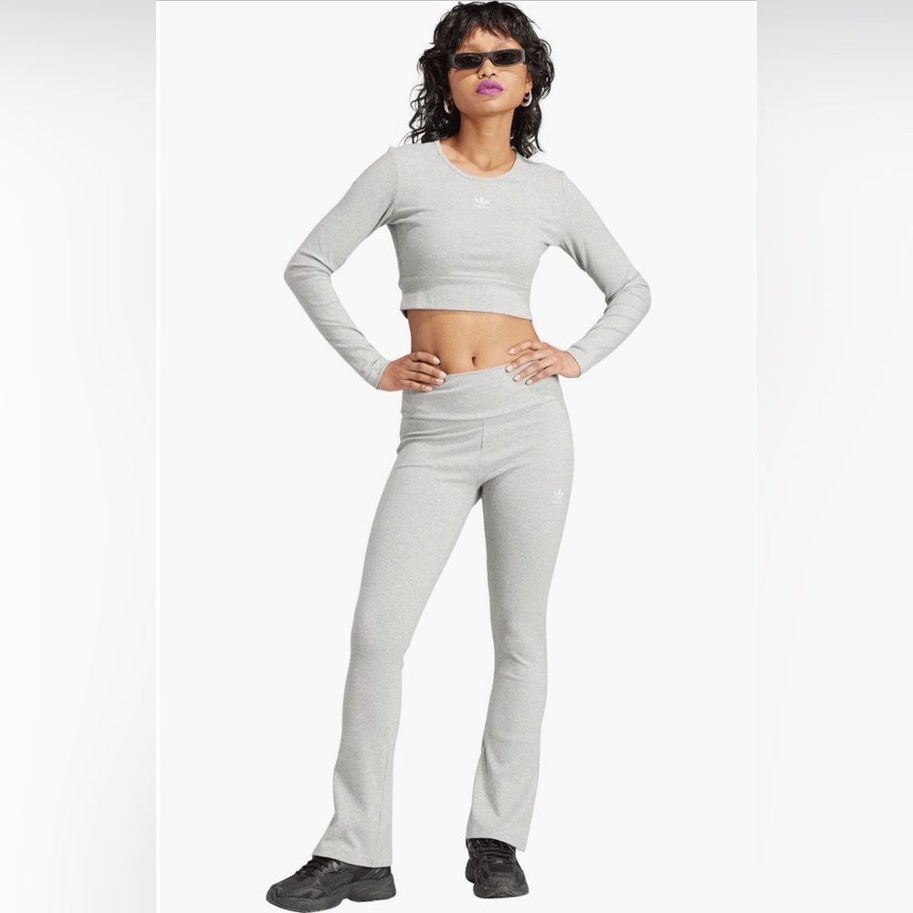Adidas Light Gray Two Piece Activewear Set